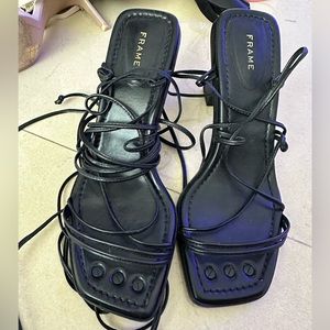Frame Lace Up Black Sandal